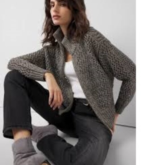 WHBM Open Stitch Zip-Up Cardigan Sweater - Picture 6 of 11